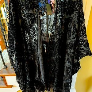 Torrid Burnout Velvet Shawl w/ Fringe One Sz